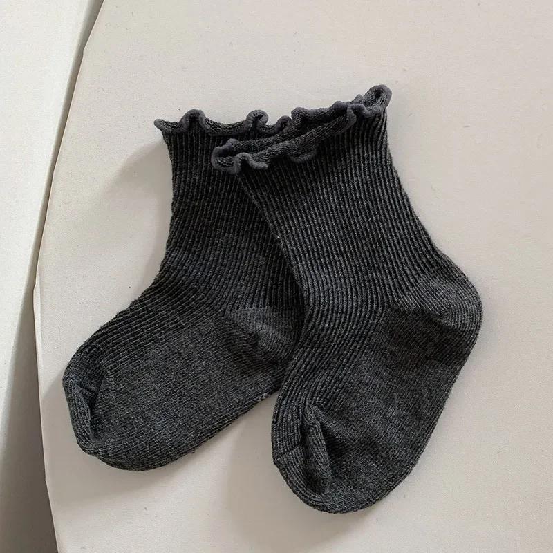 Newborn Cute Ruffle Lace Cuff Socks Infant Baby Girls Ankle Socks Spring Autumn Children Kids Soft Warm Ribbed Cotton Floor Sock