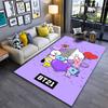 BT21 Cartoon Characters Carpet with Cute Purple Design for Living Room Suitable for Use As an Anti-slip for Living Room Bedroom Sofas