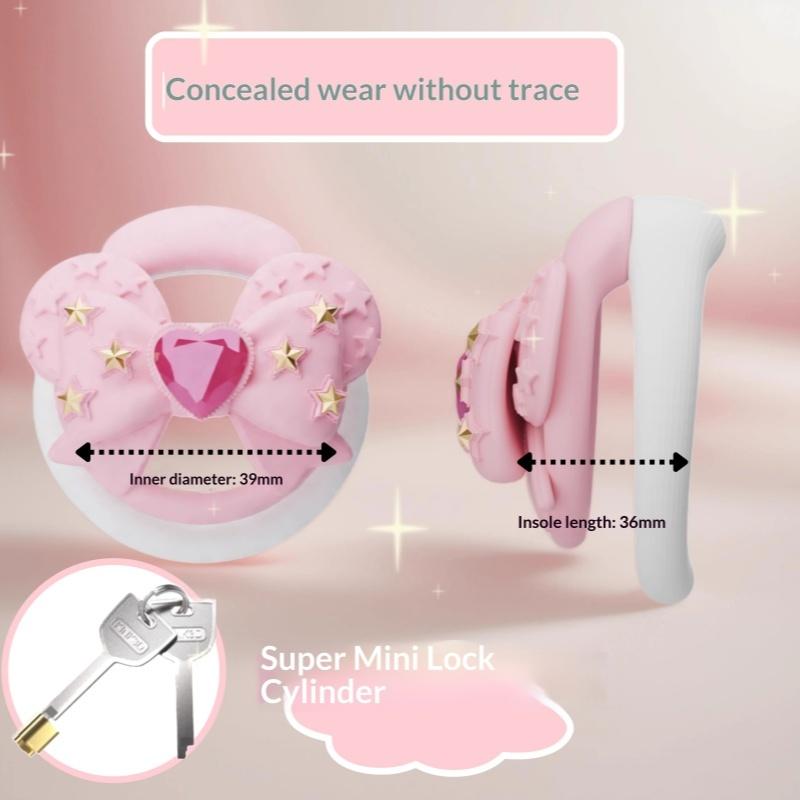 Newly Released Gemstones Cute Bow Tie ABS Plastic Male Chastity Device Penis Bondage Cage Cock Lock Adult Sex Toys for Men Game