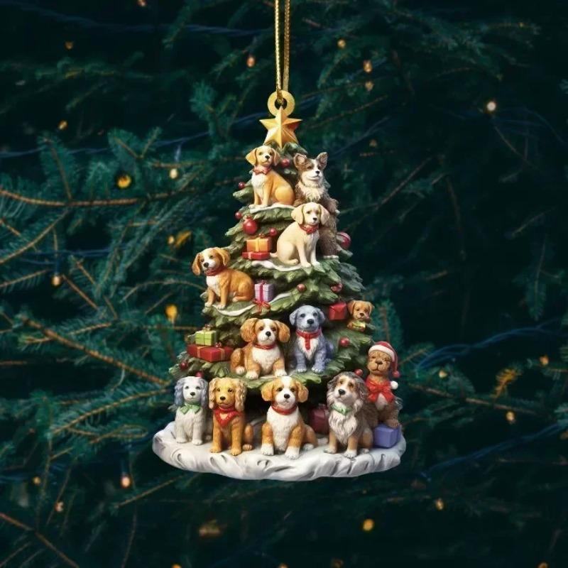 2026 Christmas Tree Shape Bookshelf Pendant, 2D Acrylic Flat Books Stacked Christmas Ornaments Home Decoration Party Supplies
