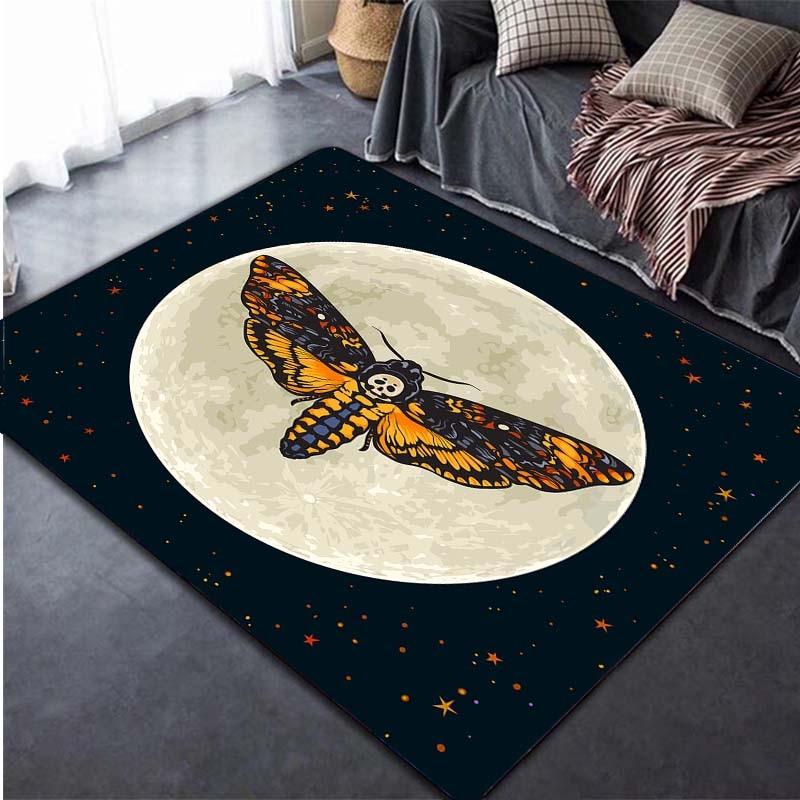 Death Moth Skull Head Area Rugs Non-Slip Floor Mat Doormats Home Runner Rug Carpet for Bedroom