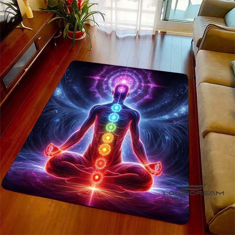 3D Rainbow 7 Chakra Rug, Bedroom Rug for Living Room, Home Sofa Decor, Kids Play Mat, Large Decor Rug, Yoga Meditation001