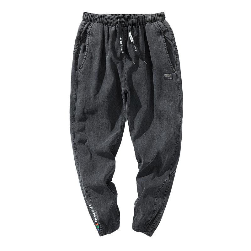 Duże rozmiary męskie spodnie dresowe 6XL 7XL 8XL Streetwear Czarne niebieskie spodnie cargo z denimu, rozciągliwe, zwężane, spodnie Baggy