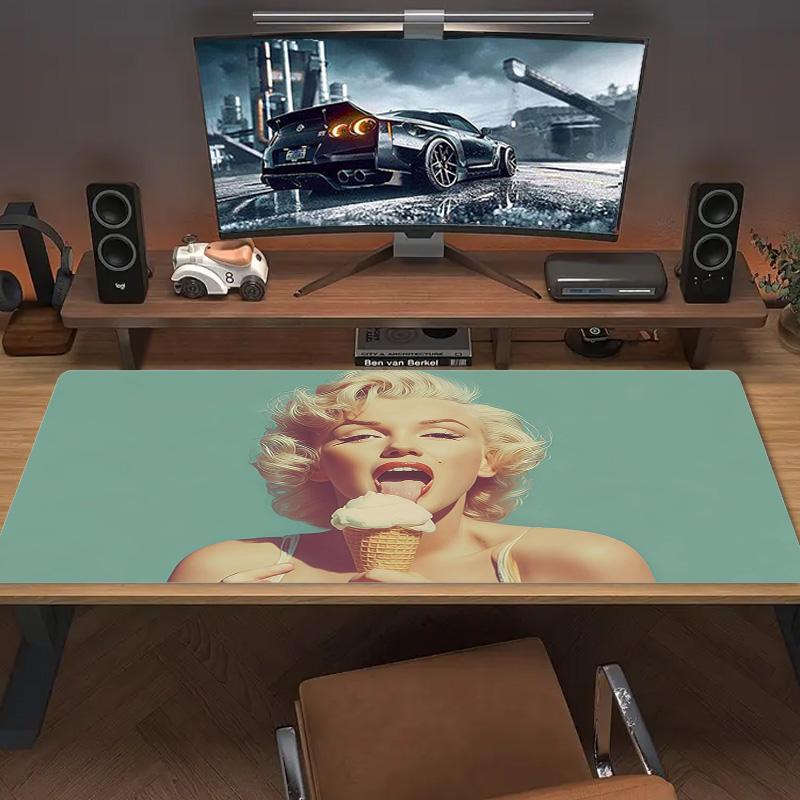 Marilyn Monroe Print Cushion Non-slip Laptop Tablet Big Mousepad XXL Mat Mini PC Playmat With Lock edge