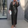 Fashion Women's Temperament V-neck Sexy Skinny Sequin Large Size Dress
