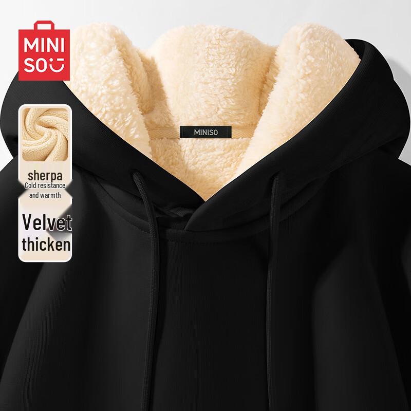 Miniso Men's Plush Lined Winter Pullover Sweatshirt