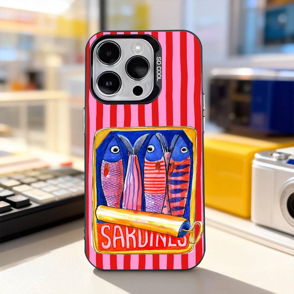 Fisch Lustig S-Sardinen Für iPhone 11,12,13,14,15,16,17,Pro,Max,Plus,E,Air,Mini Handyhülle IMD Mattschwarz