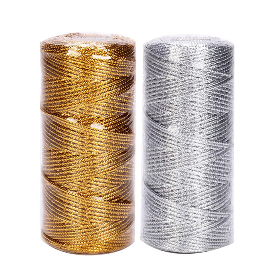 Metallic Yarn Rope Ribbon Gift Wrap Jewelry Making 100M 1.5mm Thread Twine Sewing DIY Macrame Cord String Jewelry Making Decor