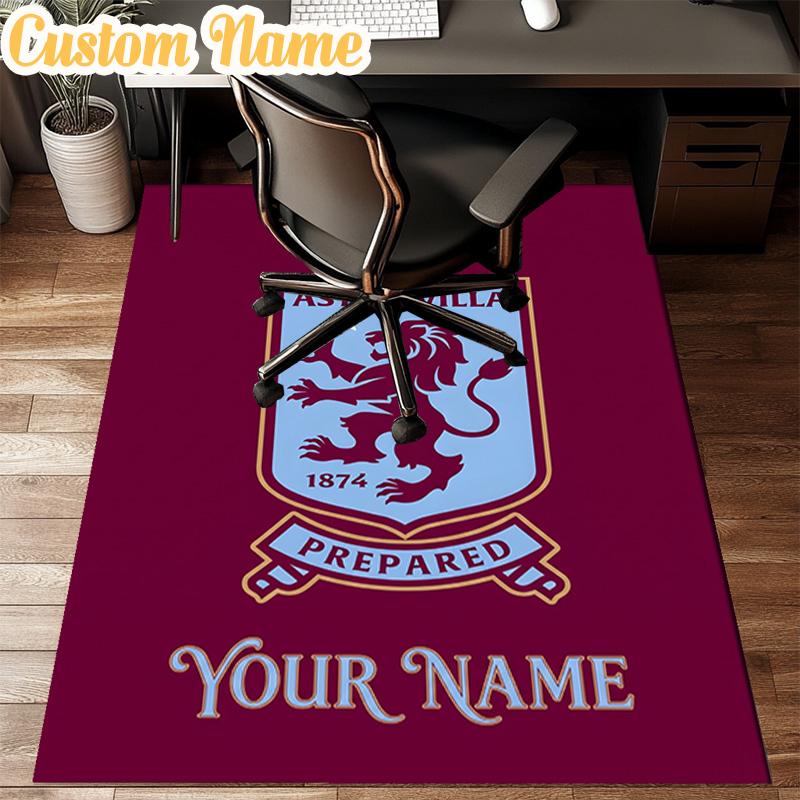 Custom Name Aston Villa Pride Rug Office Rug Chair Mat Non Slip Carpet Rugs for Bedrooms Dining Room Living Room Home Decor Gifts