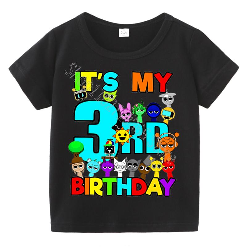 T-shirt Estive a Maniche Corte Stampa Sprunki Incredibox per Bambini Abbigliamento Bambini Ragazzi Ragazze Magliette in Cotone Top Regali per Feste di Compleanno