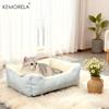 KEMORELA Square Plush Pet Bed for Winter, Pastoral Pet Sofa Bed Macaron-colored Plaid High Elasticity Thickened Comfort Warm