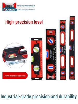 High Precision Mini Spirit Level with Strong Magnet, Multifunctional Aluminum Alloy Ruler