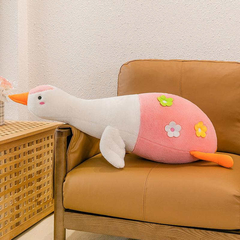 Cute Cherry Blossom Goose Throw Pillow Plush Toy Girl Bed Sleeping Doll Night Market Stall Doll