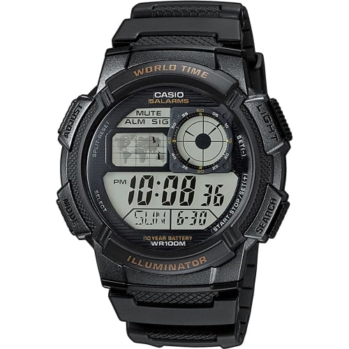 

Casio AE-1000W-1AV World Time Digital Men s Watch, Black/Gunmetallic, Overseas Model