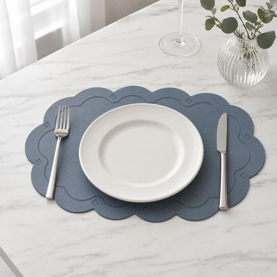 2 Pcs Leather Placemats with Embossment Design No-Slip Heat Resistant Table Mats