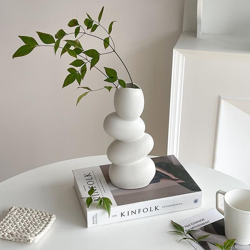 Nordic Ins Style Light Luxury Plain Embryo Ceramic Vase Living Room Porch TV Cabinet Home Flower Arrangement Decorative Vase