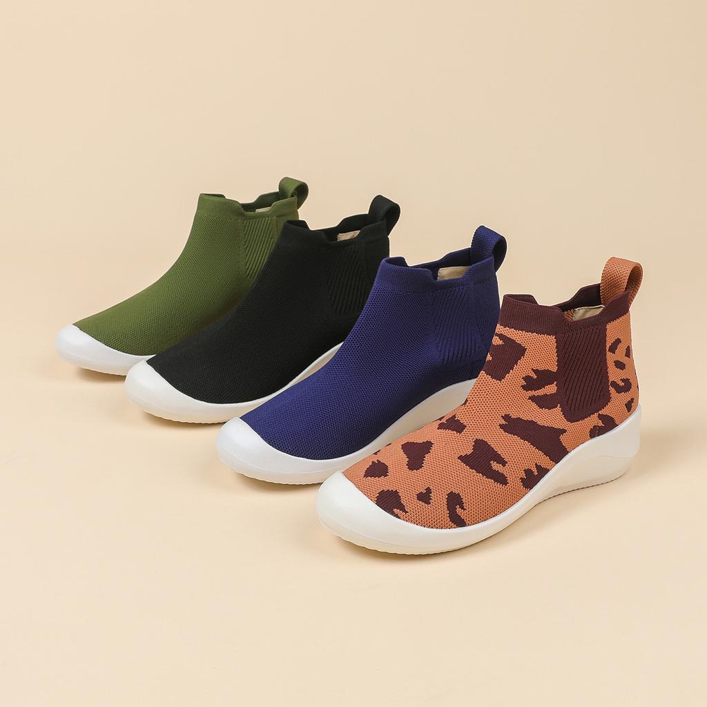 Bottines Chelsea Tricotées Ultra Légères Printemps pour Femmes Été Décontractées à Semelle Épaisse Tricotées Élastiques Chaussures de Sport 35-40