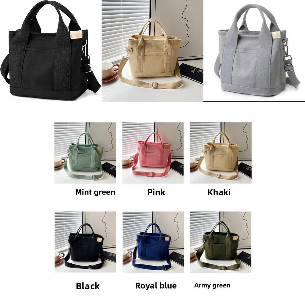 Canvas Tote Bag For Women With Zipper Pocket Casual Street Fashion Daily Use