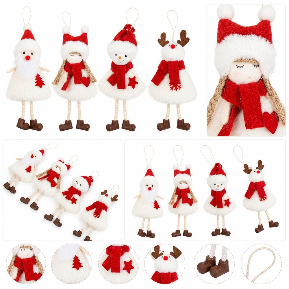 Angel Doll Hanging Plush Ornament Snowman Pattern Christmas Hanging Doll  Christmas Tree Decor