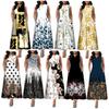 Women Summer Sleeveless V Neck Printed Maxi Dress