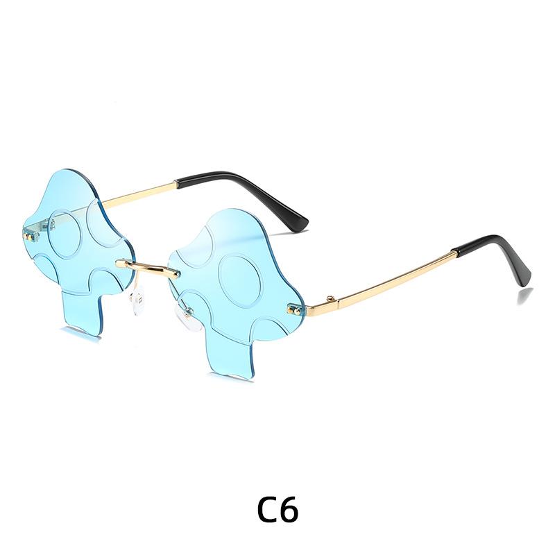 

New Mushroom Shape Sunglasses for Women Men Halloween Party Cosplay Eyewear Cute Fashion Irregular Rimless UV400 Sun Glasses Other