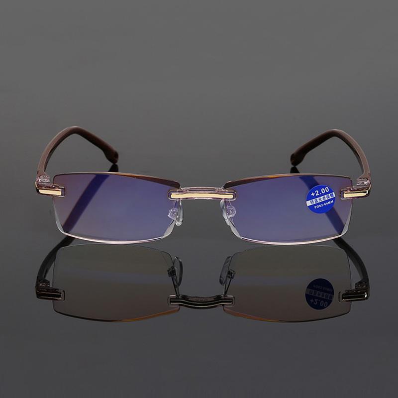 

2PCS Men Women Rimless Reading Glasses Anti Blue Light Far Sighted Magnification Eyewear Presbyopic Glasses +100 +150 +200 +250 +250