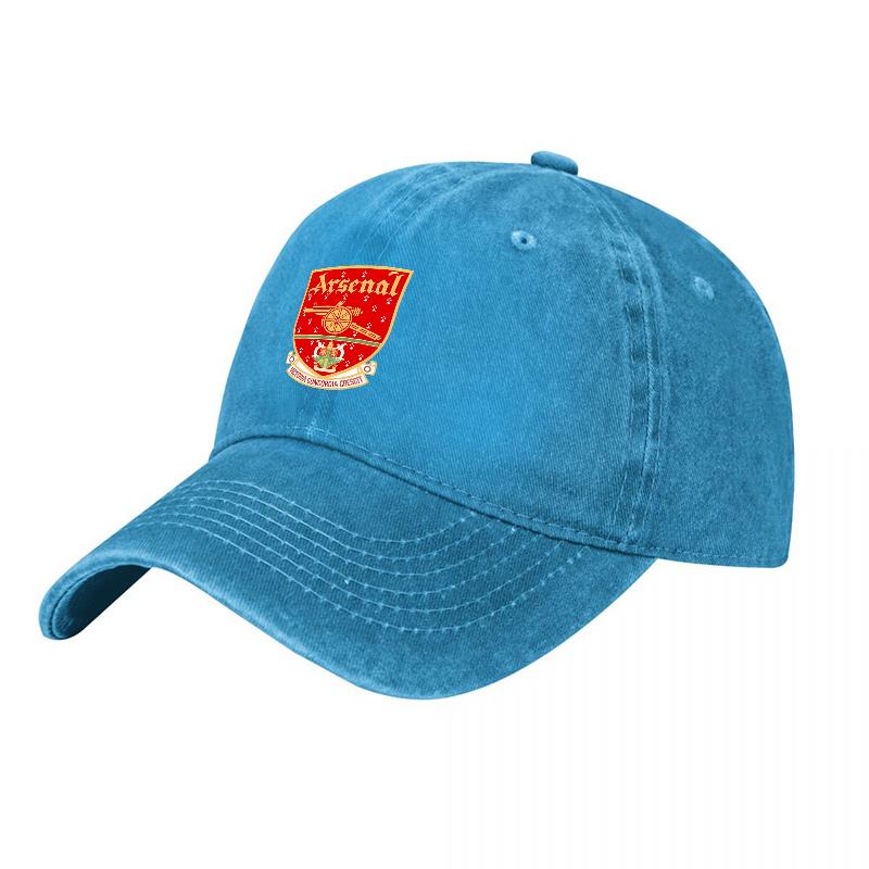 Arsenal Football Club Logo Washed Cotton Baseball Cap Classic Team Crest Design Adjustable Fit Unisex Canvas Hat for Fans
