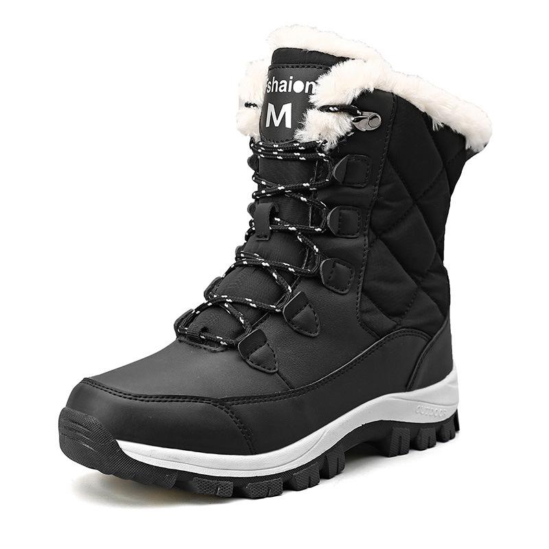 Women's Fleece-Lined High-Top Snow Boots - Warm, Thick, Plus Size Cotton Short Boots for Autumn/Winter Fashion
