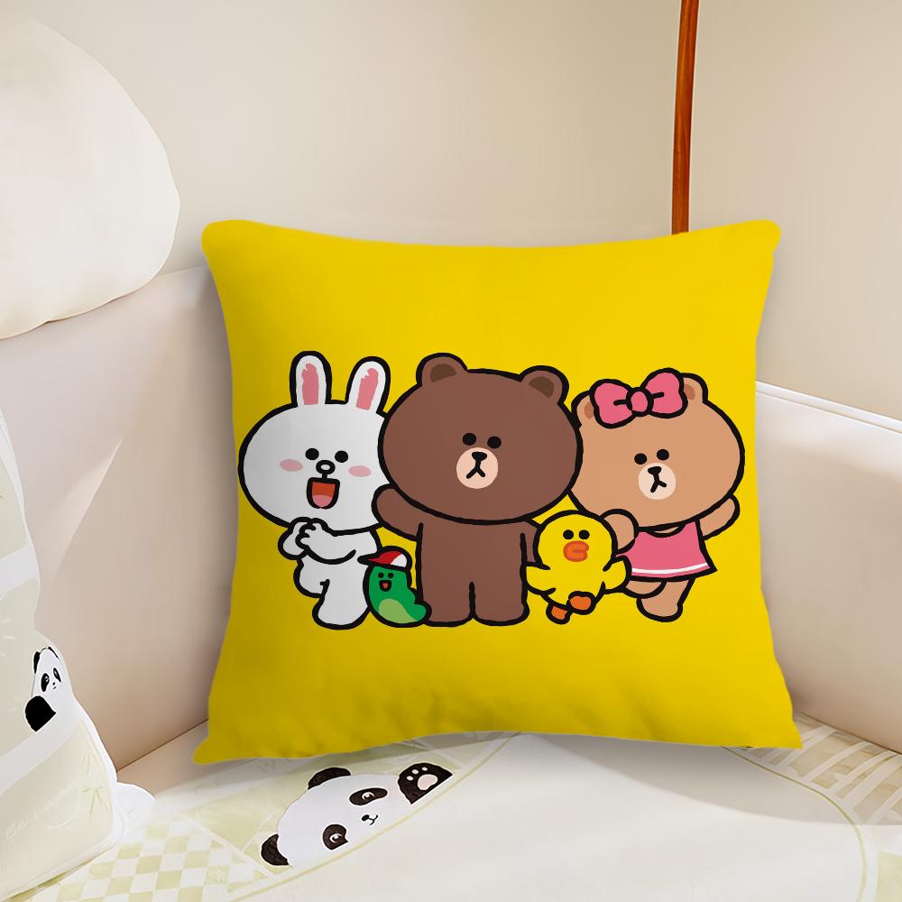 Korean Cute L-Line F-Friends Brown cushion cover Living Room Headboard Bedroom Office Cushion Cushion Sofa Nap Time Pillow Case