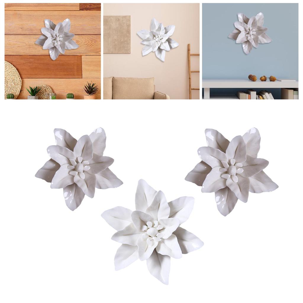 Sculpture Murale Florale en Céramique Unique Ornement Moderne Arts Compacts Cadeau pour Salon Chambre Parents Amis