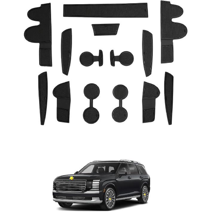 

SKTU для 2026 Hyundai Palisade Килимок у слот дверей для 2026 Hyundai Palisade Аксесуари Килимок-вкладка в паз дверей 14 шт. Підходить [Тільки для 7-місного] 2026+ Palisade Двері for 2026+ Palisade Black