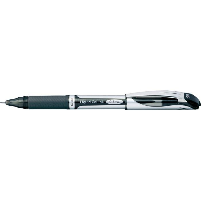 Pentel EnerGel Ballpoint Pen 0.5mm Silver 10-pack Black