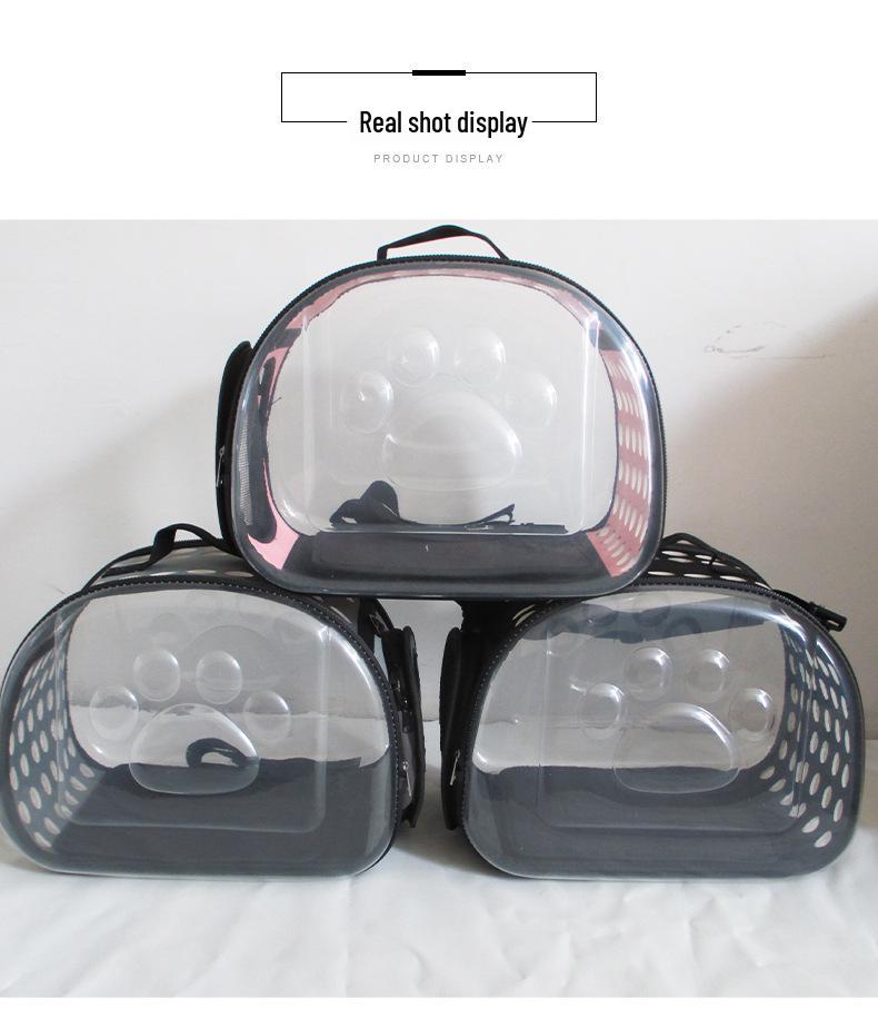 Breathable Foldable Pet Backpack: Portable Transparent Cat & Dog Bag with Large Capacity