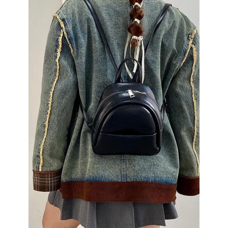 Simple Sweet Pu Women's Backpacks Fashi Solid Color Casual Female Backpack Novel Cute Ladies Handbag Shoulder Bag Tote Purse