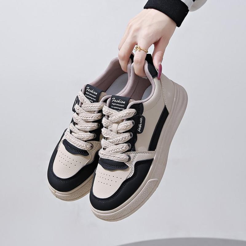 Jesienne i Zimowe Buty Damskie, Damskie Sneakersy, Białe Sneakersy, Niskie Okrągłe Sznurowane Buty Casualowe