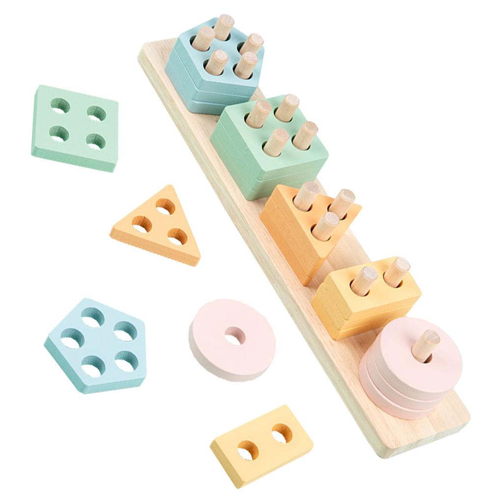 Wooden Block Sorting Stacking Toy Educational Fine Motor Skill Puzzle Stacker Toy for Boys Girls