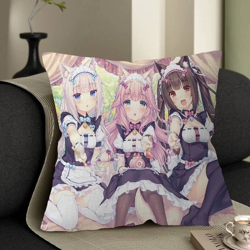 N-Nekopara Anime Cushion Cover Pillow Cover Decor Pillowcase Printed Cushion Case For Couch