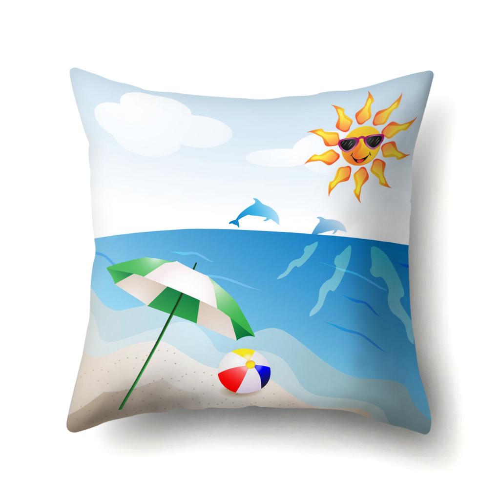 Office Pillow Pillow Cover Beach Wave Waist Pillow Creative Home Sofa Pillow Cover Premium Durable Quality Useful