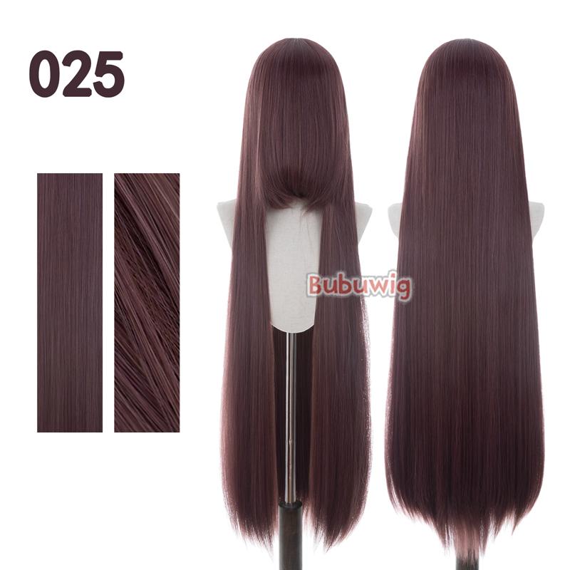 Bubuwig Synthetic Hair 100cm Long Straight Pure Color Cosplay Wigs Over 100 Colors Black White Red Blue Brown Wig Heat Resistant