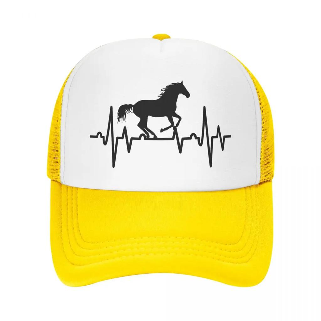 Custom Heartbeat Horse Baseball Cap Outdoor Women Unisexs Adjustable Animal Lover Trucker Hat Summer Personalized Dad Hat