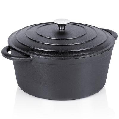 Cocotte en fonte avec couvercle, Chaudron, Poêle à rôtir, Poêle à rôtir ronde, 28 cm, 5,9 L