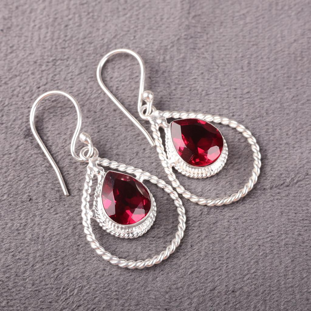 Pink Rubellite Gemstone Jewelry, 925 Sterling Silver Earrings, Handmade Gorgeous Jewelry, Designer Earrings Gift For Women