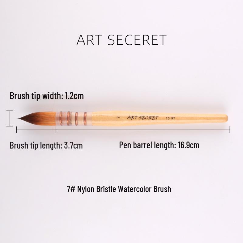 Korean ArtSecret Academy Grade Red Wood Handle Nylon Watercolor Brush 15RT