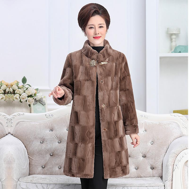 Fashion Atmosphere Fur One Long Lady Mink Grass Coat Female Korean Version Long-sleeved Winter Coat Winter Jacket Women
