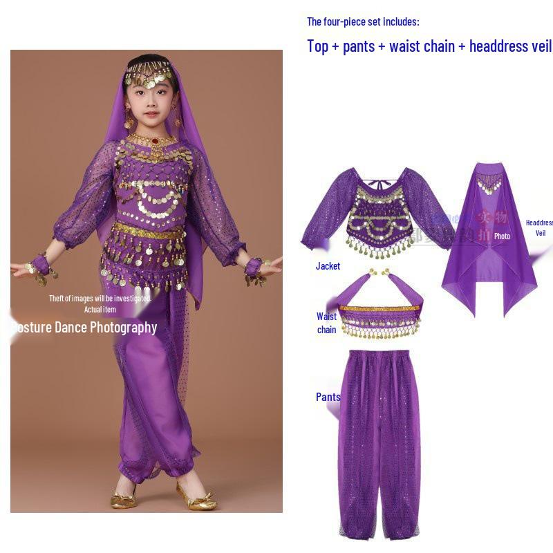 Children's Xinjiang Ethnic Dance Costume for Girls - Toddler Belly Dance Performance Outfit