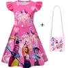 Mädchen Nachthemd mit Rüschenärmeln Magisches Mädchen Team Milchseide Kleid Sommer Kinder Kurzarm Nachtwäsche Prinzessinnenstil 6-12 Jahre