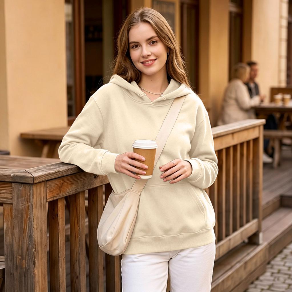 Women's Long Sleeve Hooded Sweatshirt with Pockets for Casual Everyday Wear