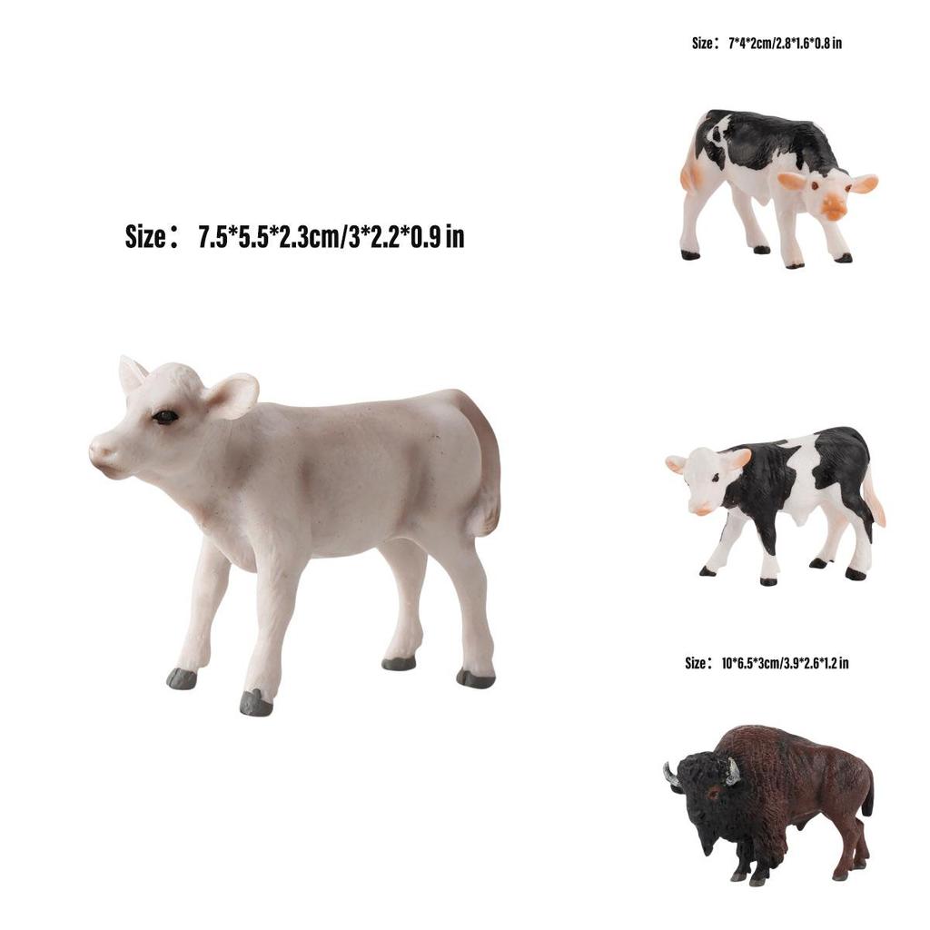 Farm Animal Figures Educational Toy Simulation Animal Model Kid's Gift Plastic Material Cow Category 14x8cm Size