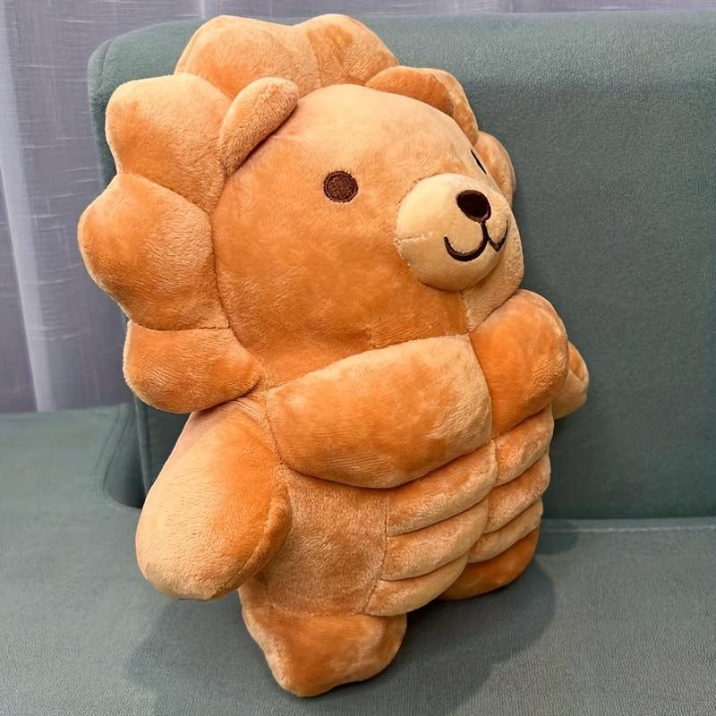 MINISO Cute Big Muscular Teddy Bear Plush Toy, Fun Plush Pillow, Cute Soft Plush Lion Animal Doll