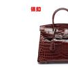 New Women Cowhide Handbag Crocodile Embossed Genuine Leather Top Handle Purse Fashion Shoulder Crossbody Bag for Daily Use- NO LOGO